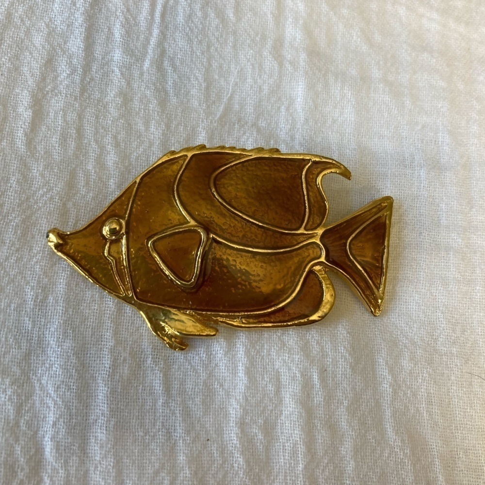 Enameled Fish‎ Vintage Brooch Pin